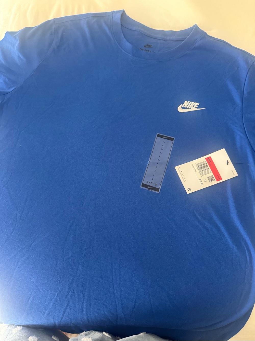 Nike Men’s Blue Crewneck T-Shirt with White Swoosh